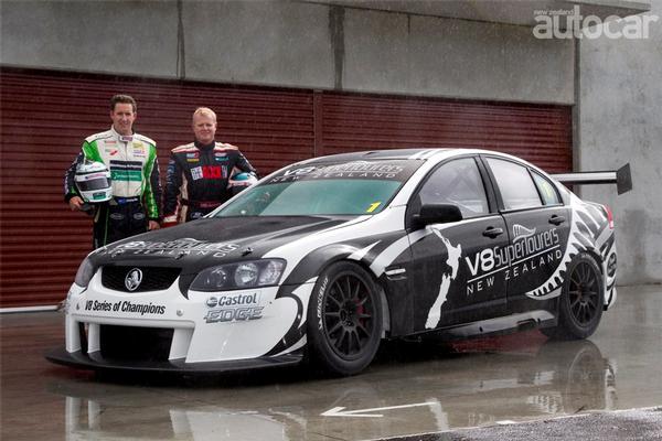 V8 champions John McIntyre and Andy Booth test the new V8SuperTourer which will be on show at CRC Speedshow in July